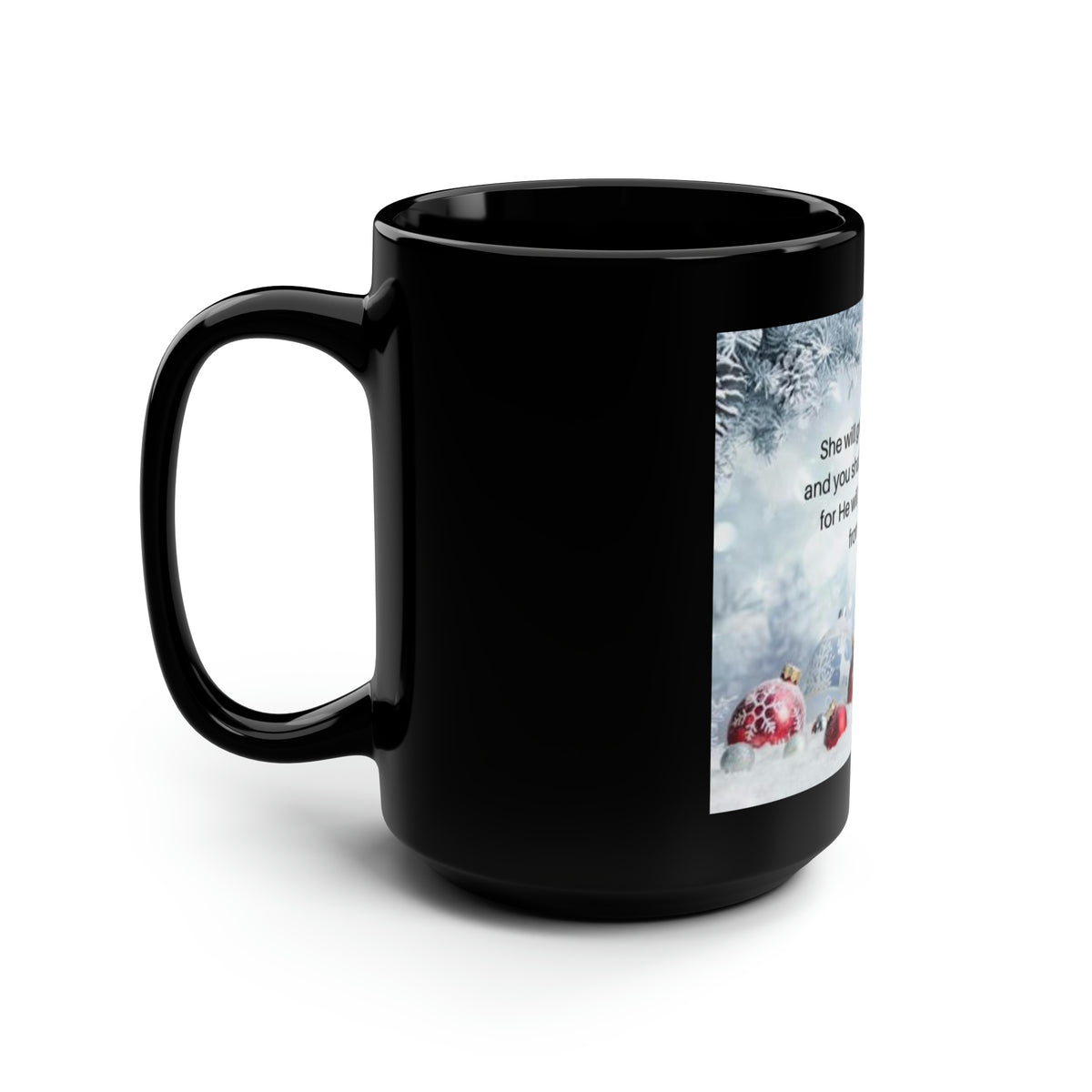 Black Mug, 15oz Christmas Mug Holiday Season Gift Giving Family Gathering Yuletides Season Family Gifts Christmas Day Cup