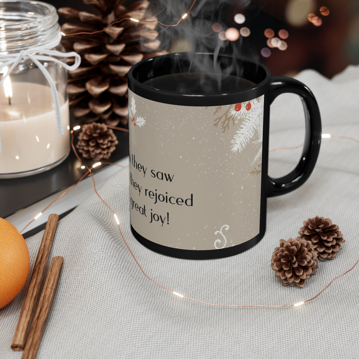 11oz Black Mug Christmas Mug Holiday Season Gift Giving Family Gathering Yuletides Season Family Gifts Christmas Day Cup