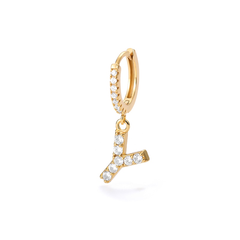 1PC 26 English Letters Earrings for Women Zircon Ear Piercing Earring Initial Ear Buckle Hoop Earrings Jewelry Gift