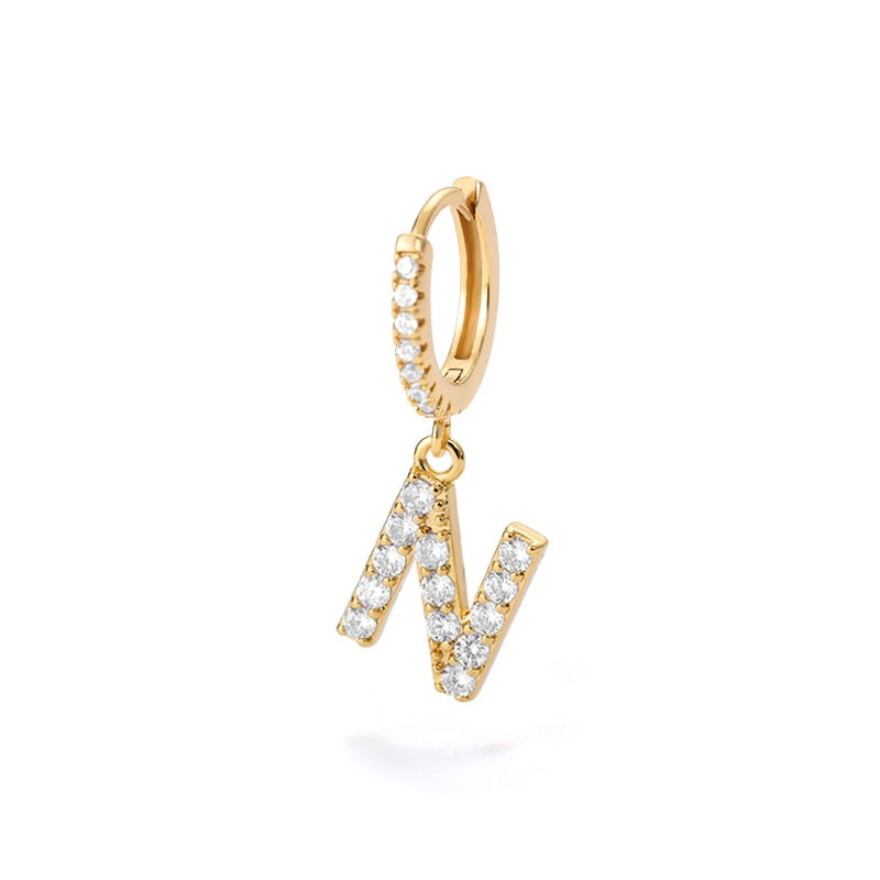 1PC 26 English Letters Earrings for Women Zircon Ear Piercing Earring Initial Ear Buckle Hoop Earrings Jewelry Gift
