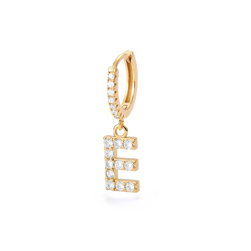 1PC 26 English Letters Earrings for Women Zircon Ear Piercing Earring Initial Ear Buckle Hoop Earrings Jewelry Gift