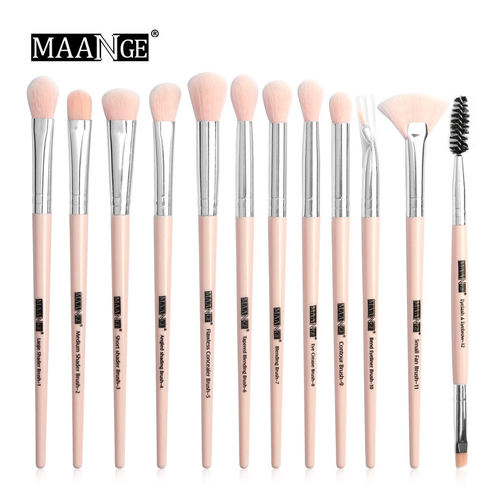MAANGE-Ensemble de pinceaux de maquillage avec sac, poudre, fard à barrage, mélange, eyeliner, cils, Jules, portable, Pro, 12/20 pièces