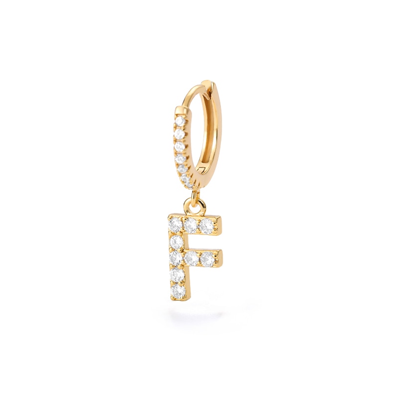 1PC 26 English Letters Earrings for Women Zircon Ear Piercing Earring Initial Ear Buckle Hoop Earrings Jewelry Gift