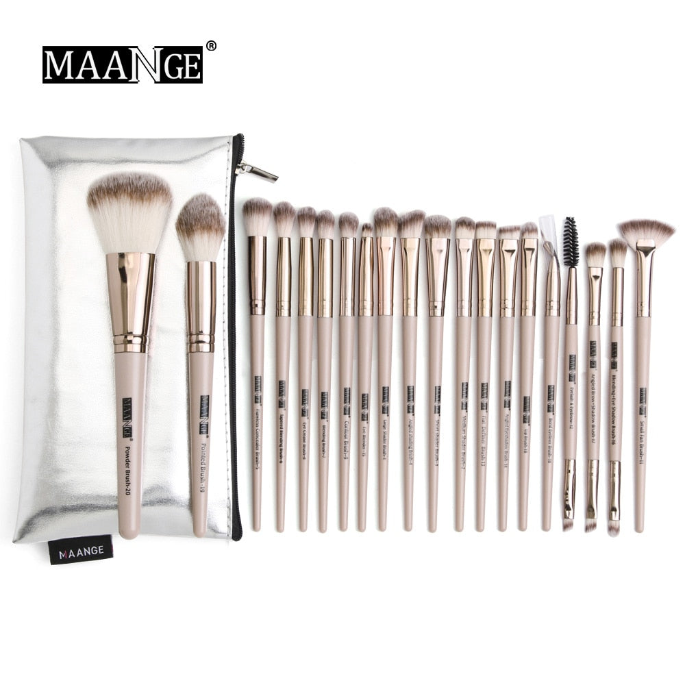 MAANGE-Ensemble de pinceaux de maquillage avec sac, poudre, fard à barrage, mélange, eyeliner, cils, Jules, portable, Pro, 12/20 pièces