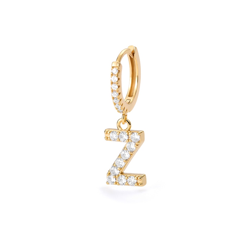 1PC 26 English Letters Earrings for Women Zircon Ear Piercing Earring Initial Ear Buckle Hoop Earrings Jewelry Gift