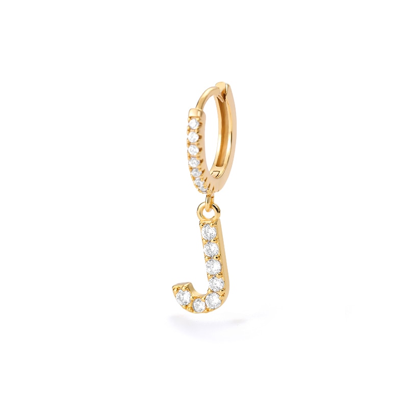 1PC 26 English Letters Earrings for Women Zircon Ear Piercing Earring Initial Ear Buckle Hoop Earrings Jewelry Gift