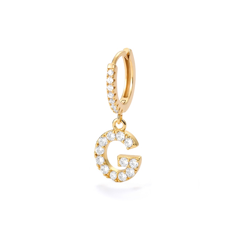 1PC 26 English Letters Earrings for Women Zircon Ear Piercing Earring Initial Ear Buckle Hoop Earrings Jewelry Gift