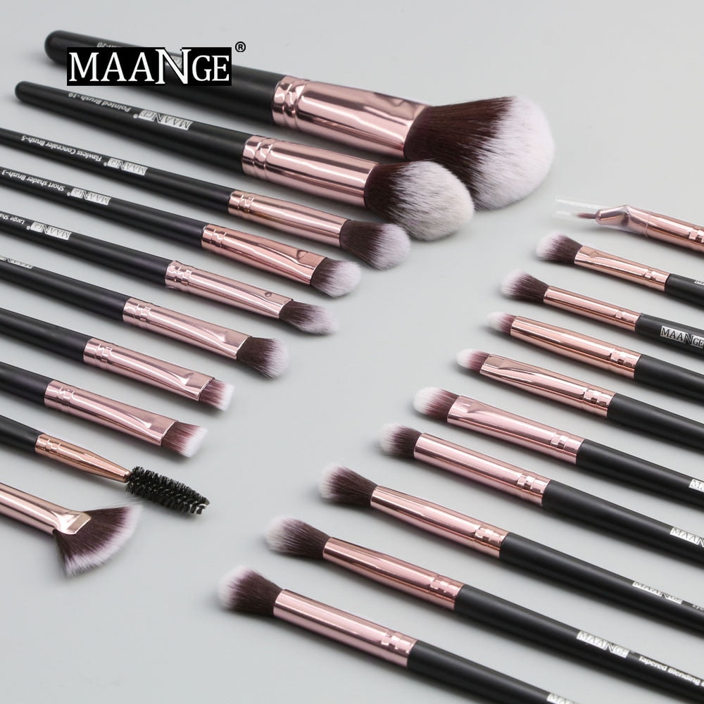 MAANGE-Ensemble de pinceaux de maquillage avec sac, poudre, fard à barrage, mélange, eyeliner, cils, Jules, portable, Pro, 12/20 pièces
