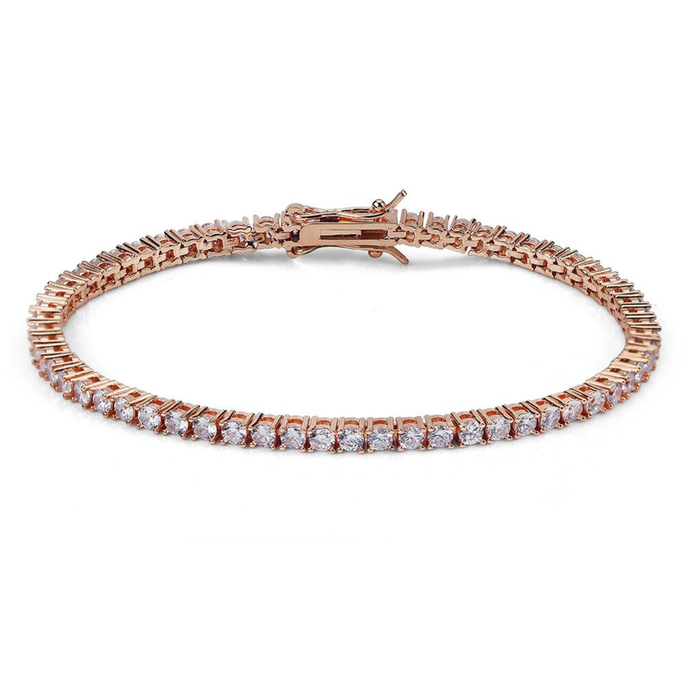 JINAO 3mm 5mm 1 Row Gold Silve Color Bracelet Micro Pave AAA Cubic Zirconia All Iced Out Box Chain Bling CZ Stones Bracelet Gift