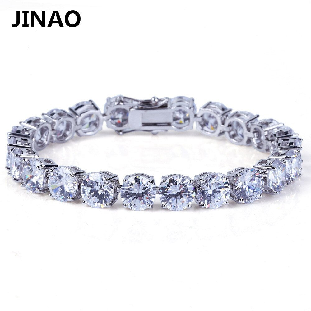 JINAO 4mm 5mm Men's AAA Cubic Zircon Tennis Bracelet Gold Color Silver Color Iced Out 1 Row Chain Bracelet Hip Hop Jewelry Gifts