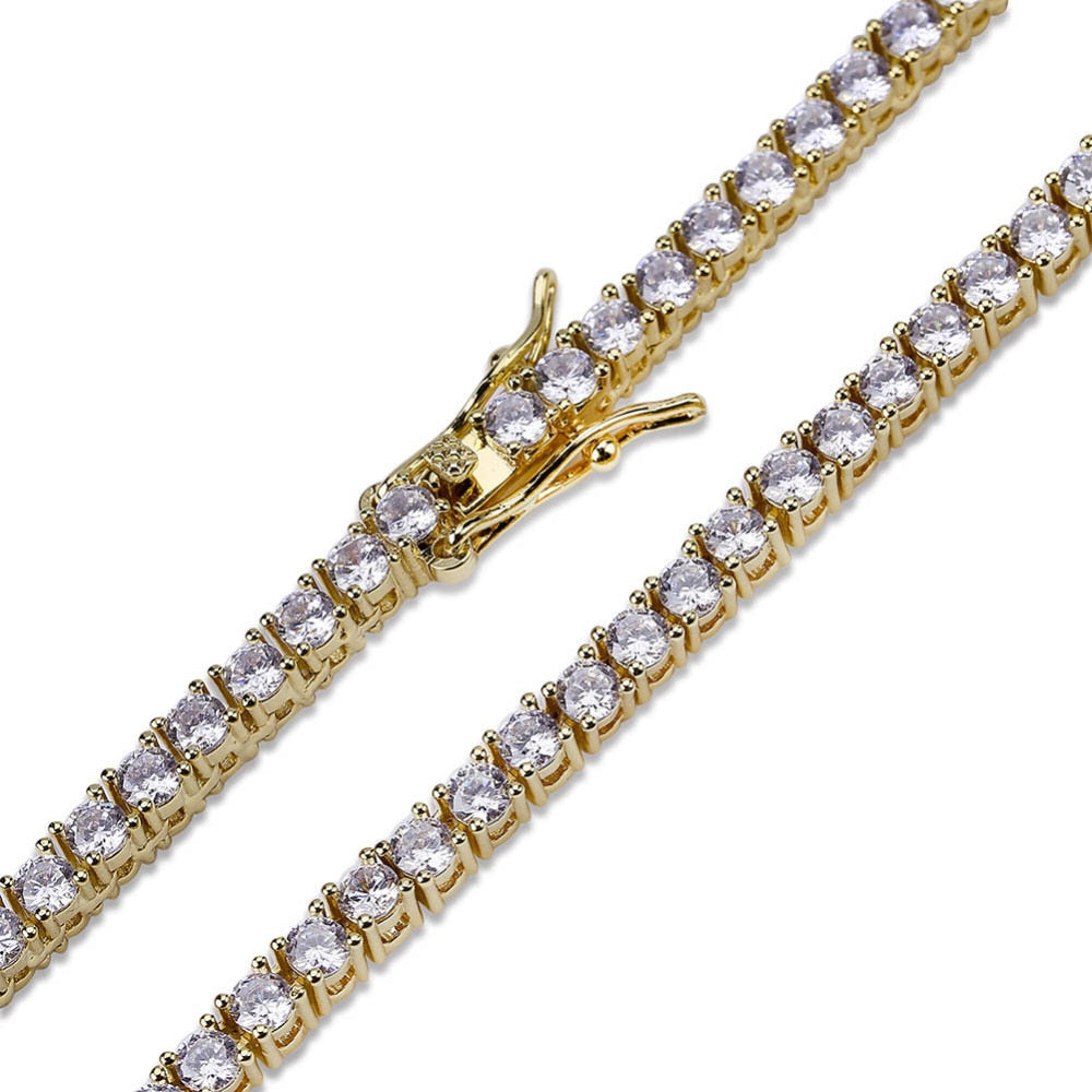 JINAO 3mm 5mm 1 Row Gold Silve Color Bracelet Micro Pave AAA Cubic Zirconia All Iced Out Box Chain Bling CZ Stones Bracelet Gift
