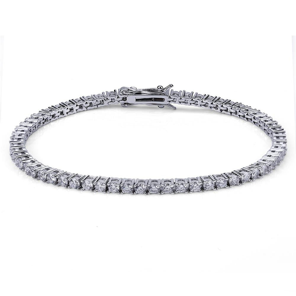 JINAO 3mm 5mm 1 Row Gold Silve Color Bracelet Micro Pave AAA Cubic Zirconia All Iced Out Box Chain Bling CZ Stones Bracelet Gift