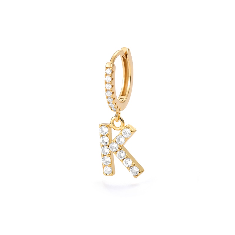 1PC 26 English Letters Earrings for Women Zircon Ear Piercing Earring Initial Ear Buckle Hoop Earrings Jewelry Gift