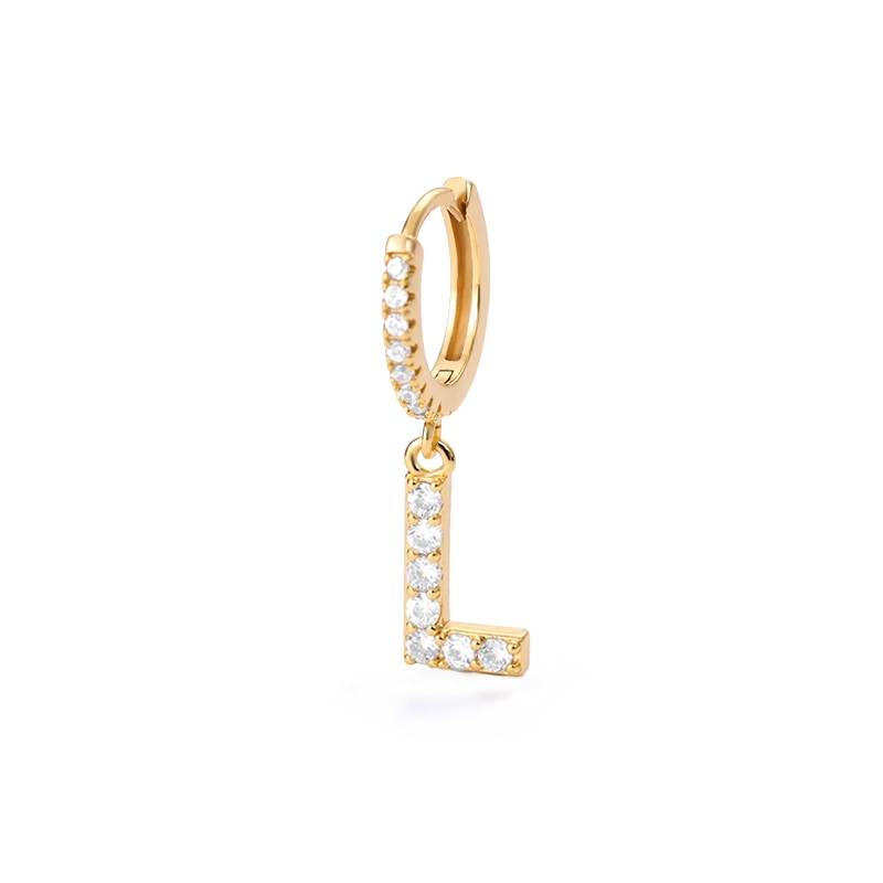 1PC 26 English Letters Earrings for Women Zircon Ear Piercing Earring Initial Ear Buckle Hoop Earrings Jewelry Gift