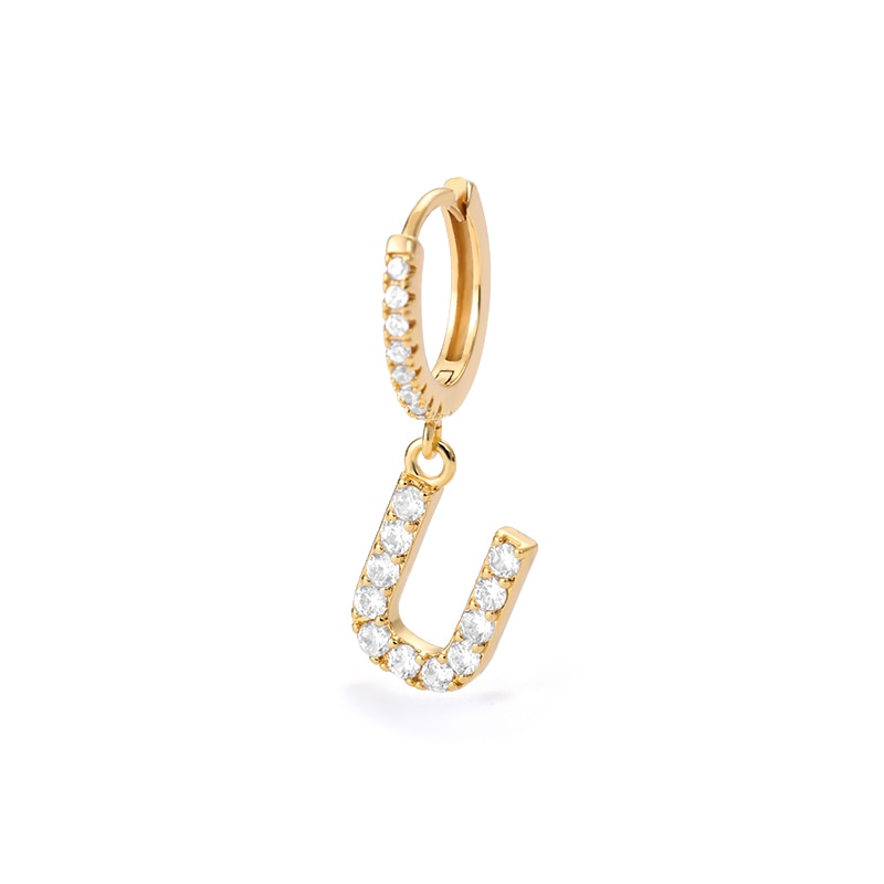 1PC 26 English Letters Earrings for Women Zircon Ear Piercing Earring Initial Ear Buckle Hoop Earrings Jewelry Gift