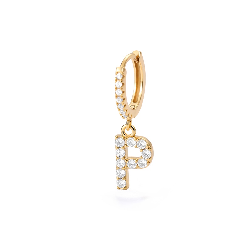 1PC 26 English Letters Earrings for Women Zircon Ear Piercing Earring Initial Ear Buckle Hoop Earrings Jewelry Gift