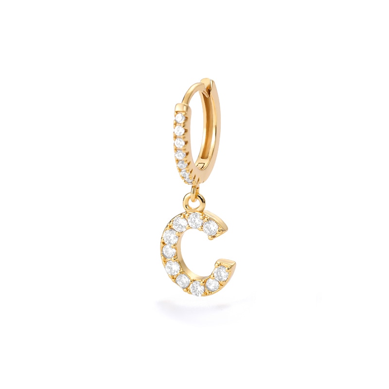 1PC 26 English Letters Earrings for Women Zircon Ear Piercing Earring Initial Ear Buckle Hoop Earrings Jewelry Gift