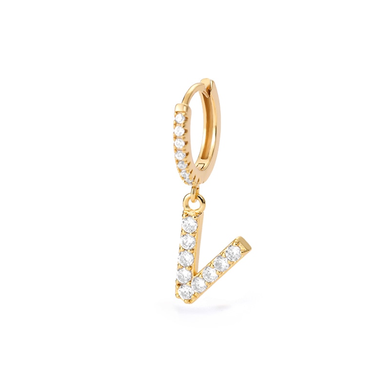 1PC 26 English Letters Earrings for Women Zircon Ear Piercing Earring Initial Ear Buckle Hoop Earrings Jewelry Gift