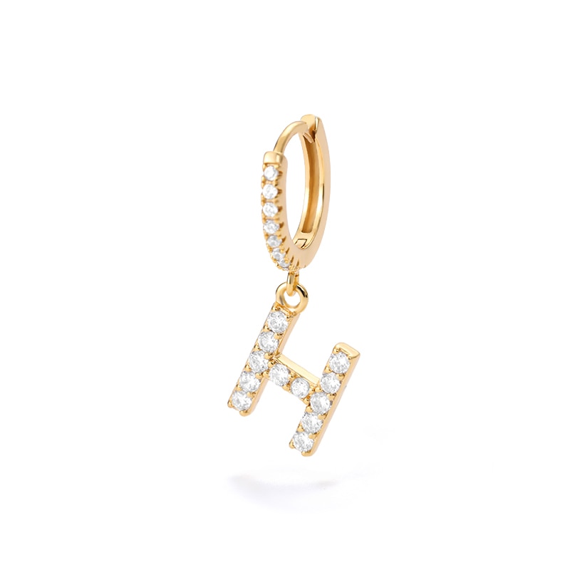 1PC 26 English Letters Earrings for Women Zircon Ear Piercing Earring Initial Ear Buckle Hoop Earrings Jewelry Gift