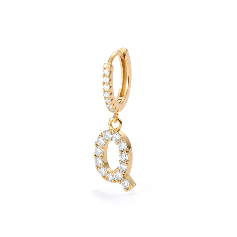 1PC 26 English Letters Earrings for Women Zircon Ear Piercing Earring Initial Ear Buckle Hoop Earrings Jewelry Gift
