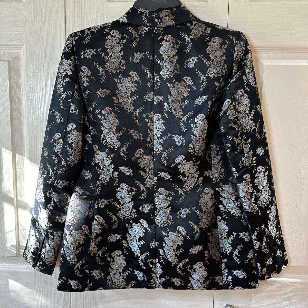 Lauren Ralph Lauren Black Floral Single Button Blazer Jacket Size 2 Evening