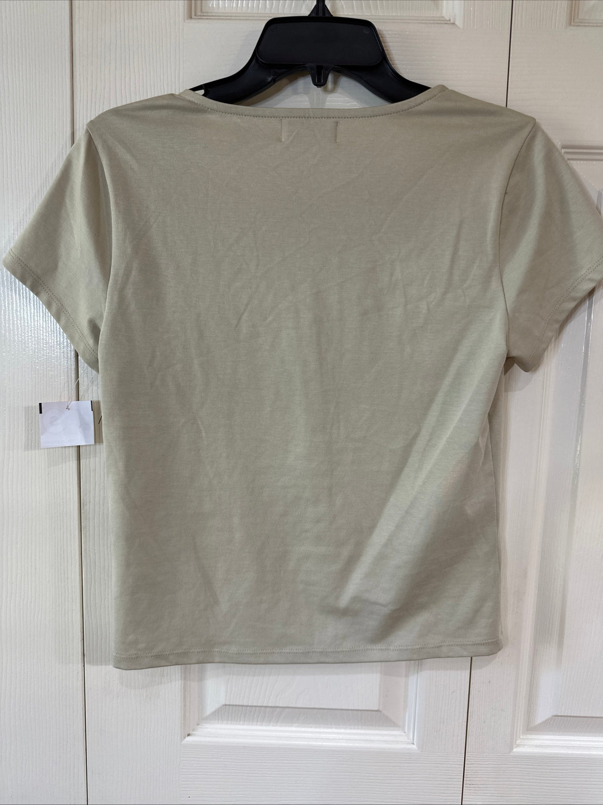 NWT Avalon Studio Tan Cream Woman's Top Size Small With Buttons Short Sleeve