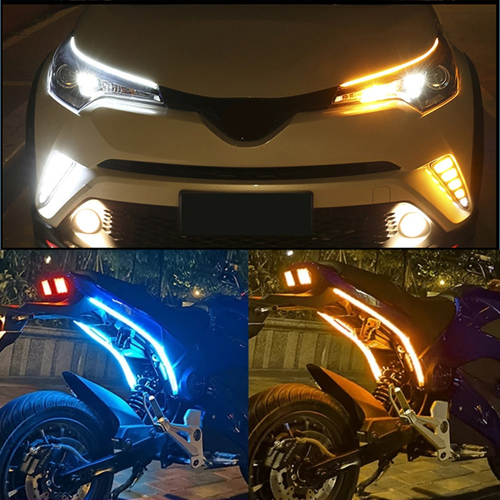 OKEEN LED Car Daytime Running Light With Start Sequential Scan DRL Universal Daylight Turn Signal Lamp Auto Headlight Strips 12V