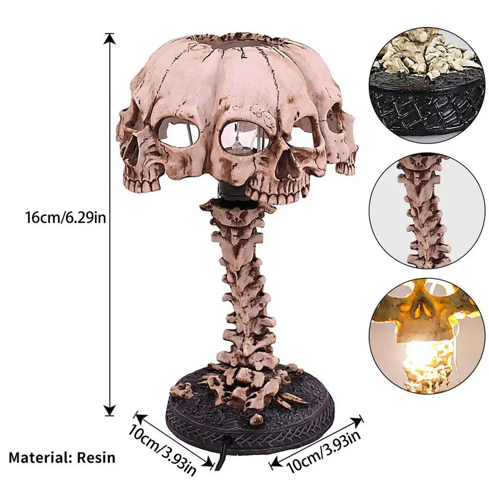 Skull Night Light Gothic Lamp 4 Head Skull Night Light Spooky Skull Lamp Light Gothic Lamp Halloween Decorative Lights