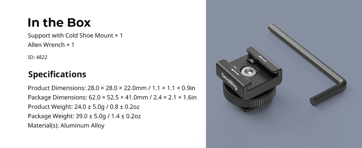 SmallRig Camera Flash SWireless Wireless Microphone Support with Cold Shoe Mount for DJI Mic/Mic 2 for RODE Wireless GO II -4822