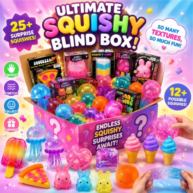 1pc Mystery Blind Box Squishy Toy, Soft Rubber Stress Relief Fidget, Random Cute Collectible Gift for Kids Adults, Office Desk Decor Anxiety Relief