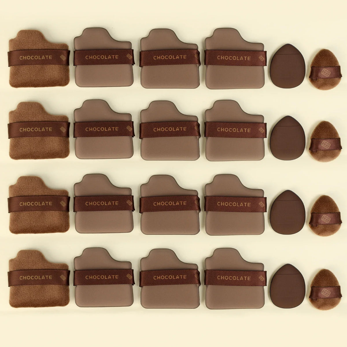6pcs Dual-Use Cosmetics Puff Set Chocolate Cookie Soft Powder Puff Dry and Wet Foundation Air Cushion Makeup Sponge Beauty Tool