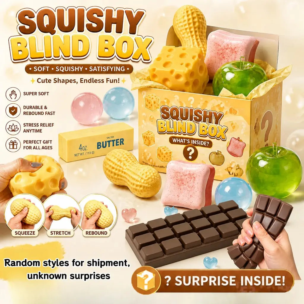 Mystery Blind Bag Cute Food Squishy Toys, Soft Rubber Slow Rebound Stress Relief Fidget, Sensory Anxiety Relief Gift for Kids Adults, Office Desk Decor Christmas Party Favors
