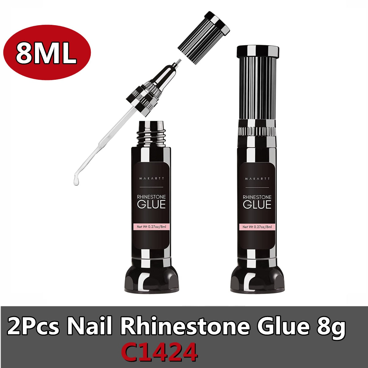Makartt Nail Rhinestone Glue Gel, Super Sticky Adhesive Resin Gems Glue, Crystals Gel Glue for Nails , Stones Nail Glue