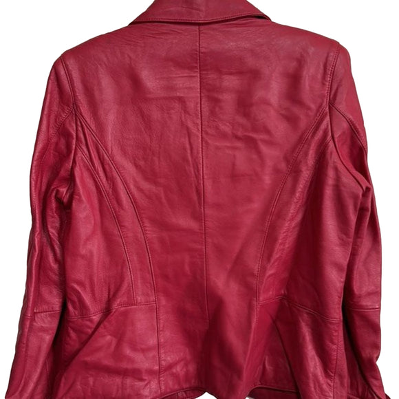 NWOT Red PU Leather Jacket Size Medium Winter Fall season Women's Ladies