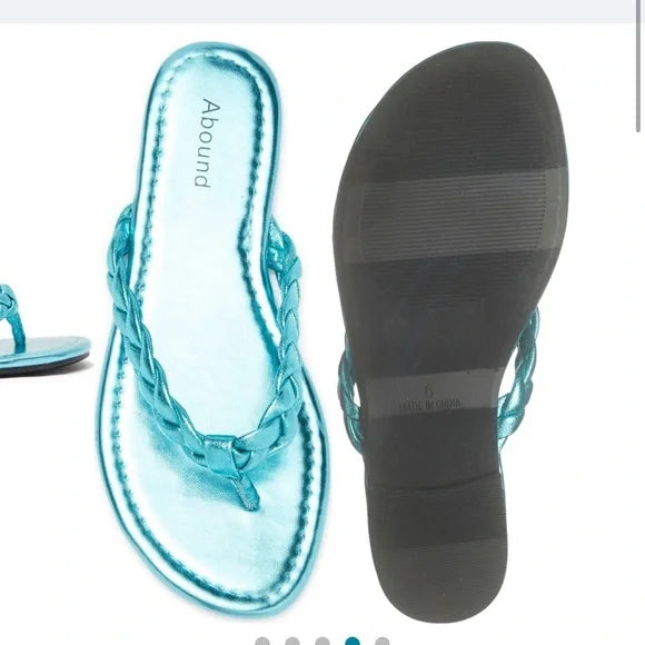 50 % OFF NWT Abound Frannie Braided Thong Blue Sandal Slippers. Size 8M. Women's Fashion.