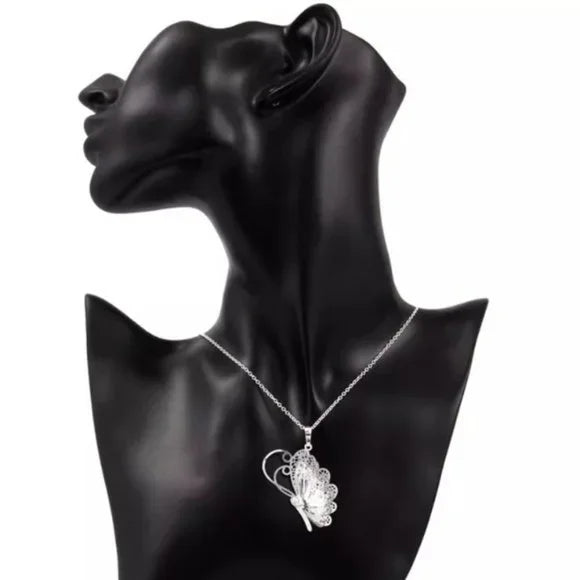 Brand New Silver Plated Butterfly Charm Pendant Necklace. Women's Fashion