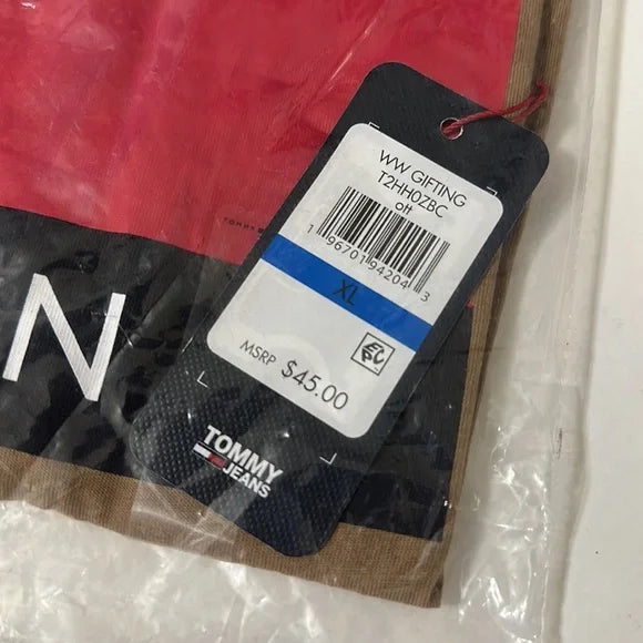 NWT Tommy Hilfiger Logo Colorblock Blouse Top T Shirt size XL Tan Brown