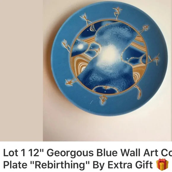 Blue Wall Art Collection Plate Decor "Rebirthing"