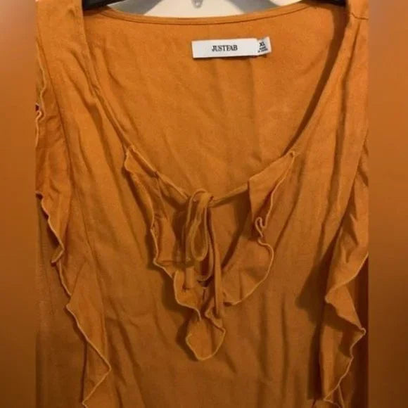NWT Justfab Dessert Sun Color Ruffle Blouse Size XL