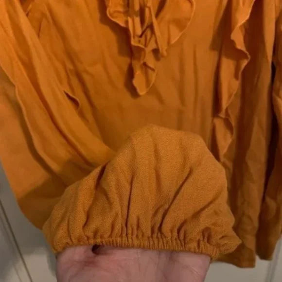 NWT Justfab Dessert Sun Color Ruffle Blouse Size XL