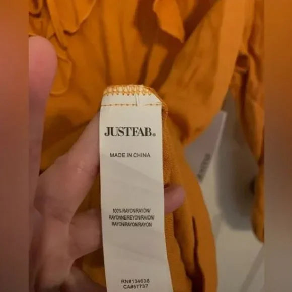 NWT Justfab Dessert Sun Color Ruffle Blouse Size XL