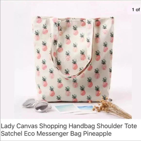 NWT Brand New Pineapple 🍍 Design Canvas Tote Shopping Bag. . Women's Ladies Fashion