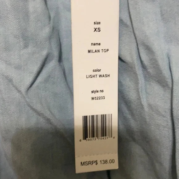 NWT new Casual Chic Walter Baker Blue Blouse Top. Size XS.