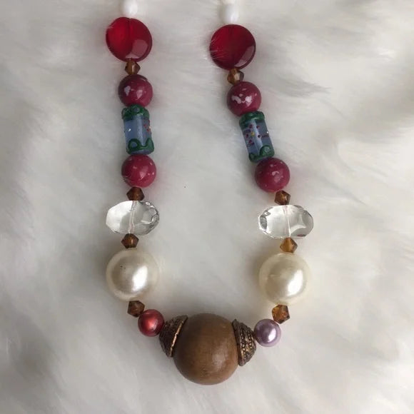 New Beverly Hills Colorful Brown White Beaded Necklace. Women's Fashion