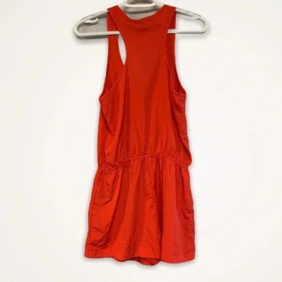 NWT Forever 21 Coral Red Sleeveless Button Front Romper. Size Medium.
