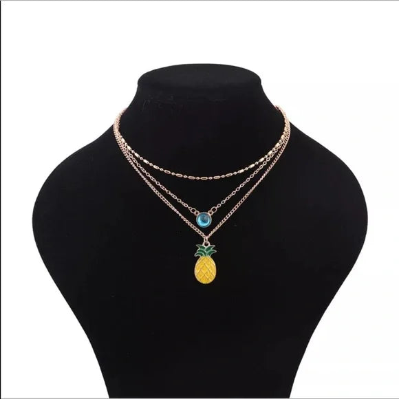 NWT 3 layer Choker Pineapple 🍍 Necklace. Women's Fashion Jewelry