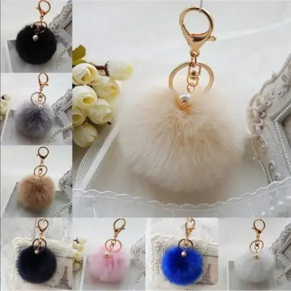 30% OFF NWT Rabbit Fur PomPom Bag Keychain