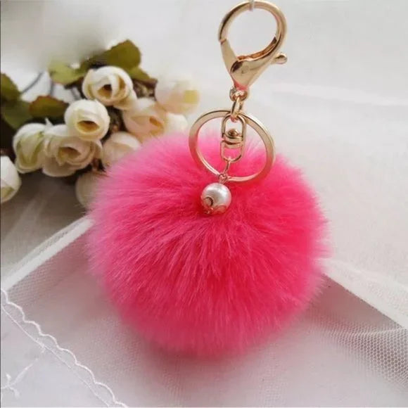 30% OFF NWT Rabbit Fur PomPom Bag Keychain