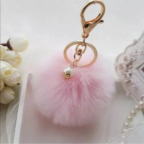 30% OFF NWT Rabbit Fur PomPom Bag Keychain