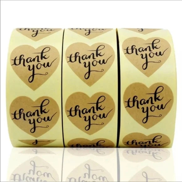 100 pcs NEW THANK YOU 😊 Golden Heart Sticker